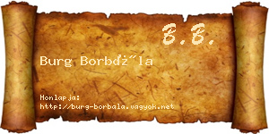 Burg Borbála névjegykártya